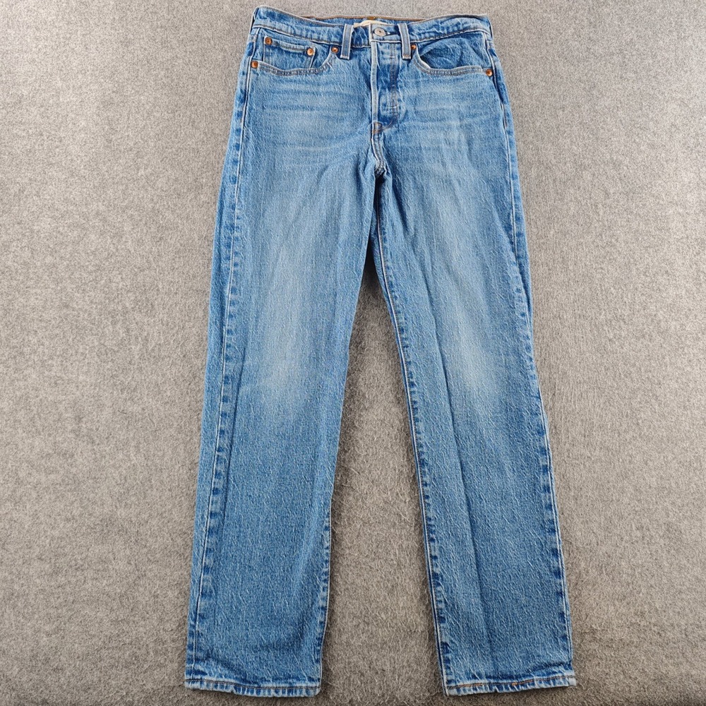 Levi's Wedgie Straight Jeans Women 27x28 Blue High Rise Button Fly Denim Pants